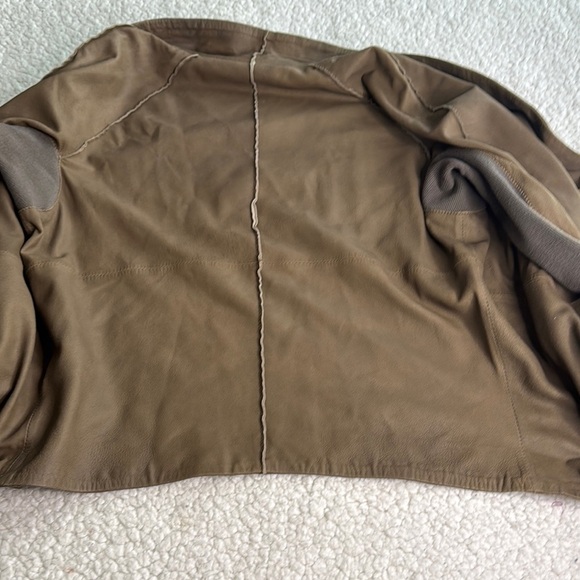 Muubaa Women's Taupe Draped 100% Goat Leather Blazer - Picture 7 of 7